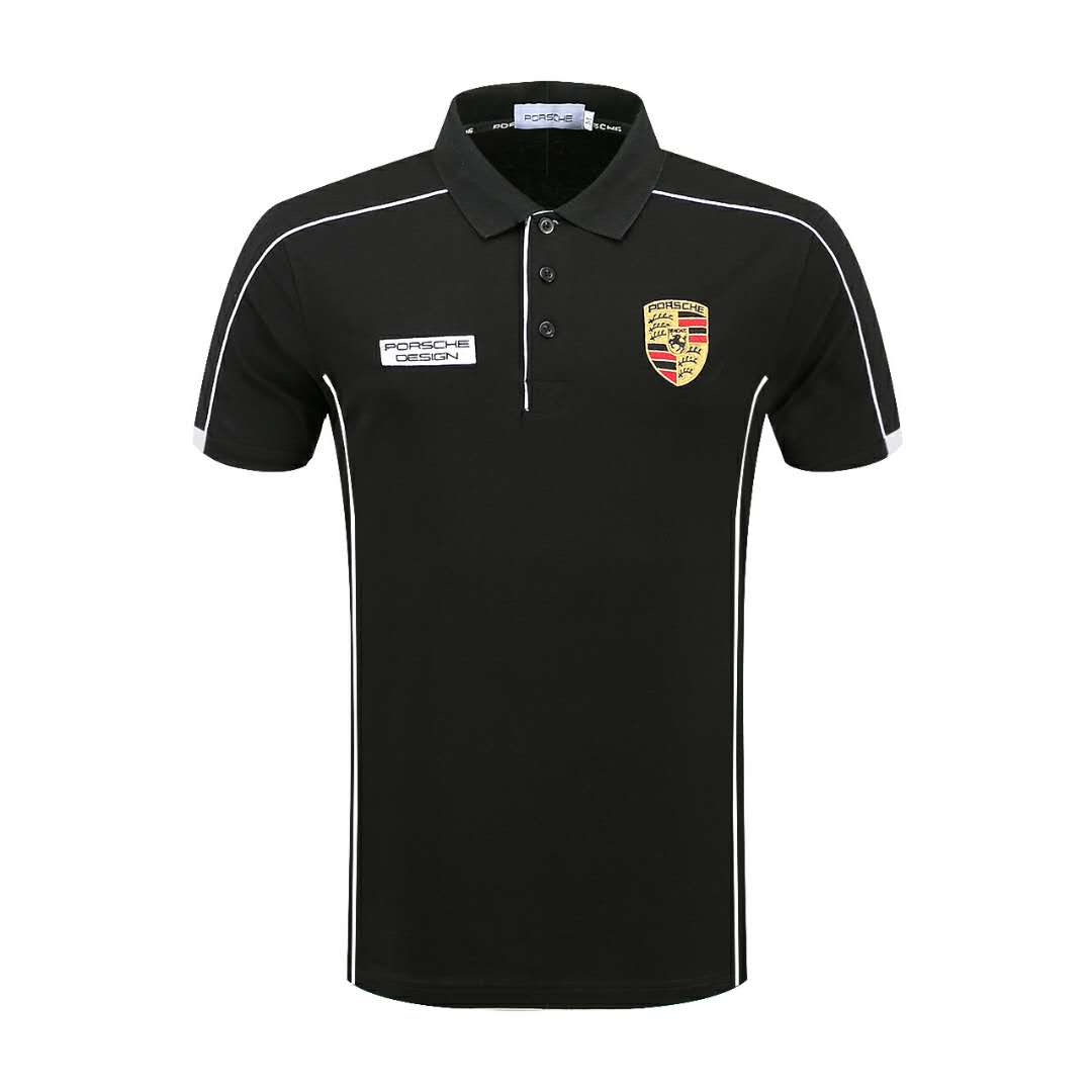 Polo Porsche Design Homme 2022 Brodée Coton Manches Courtes Col Boutonné